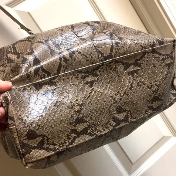 Taupe Snake Print Shoulder Bag - Picture 2 of 10